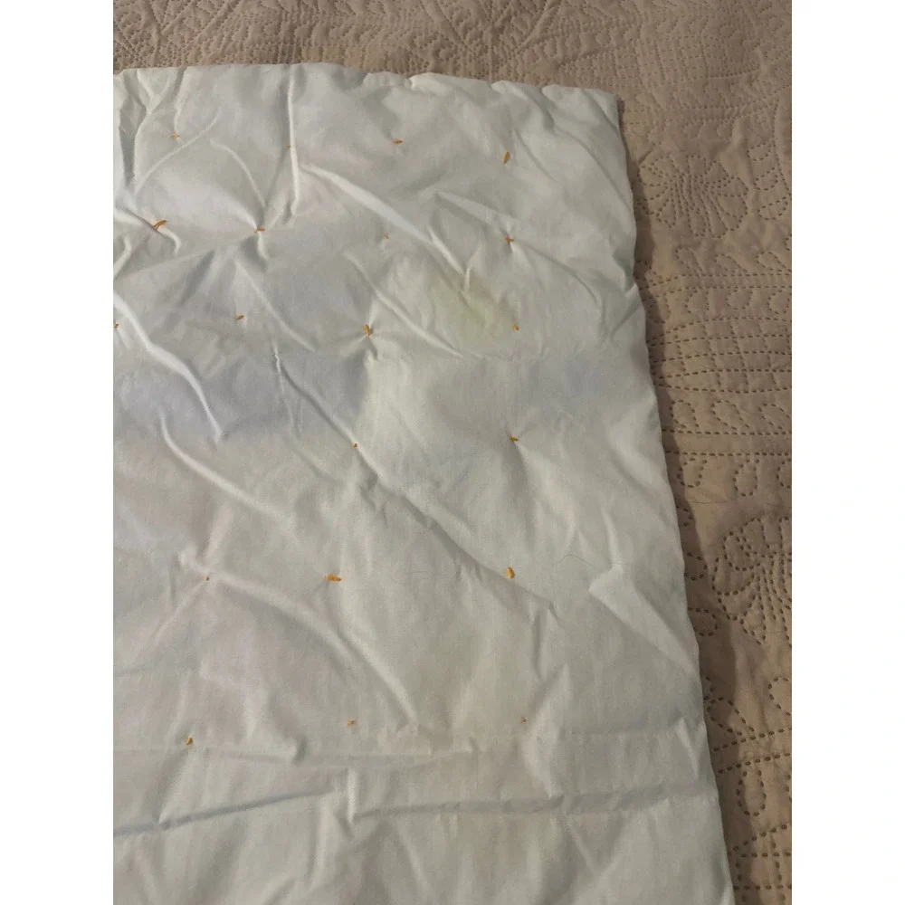 Handmade Patchwork Baby Quilt Blue Polka Dot Hand Tied Nursery Blanket 26x34